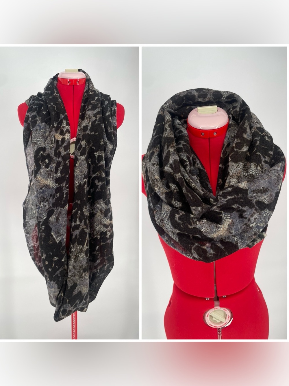 Animal Print Gray Brown Silence + Noise Soft Oversized Tube Scarf Circle Scarf